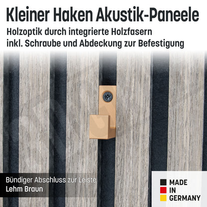 Kleiner Kleiderhaken Holzfaser Akustik Paneele Wandpaneele inkl. Schraube und Dübel