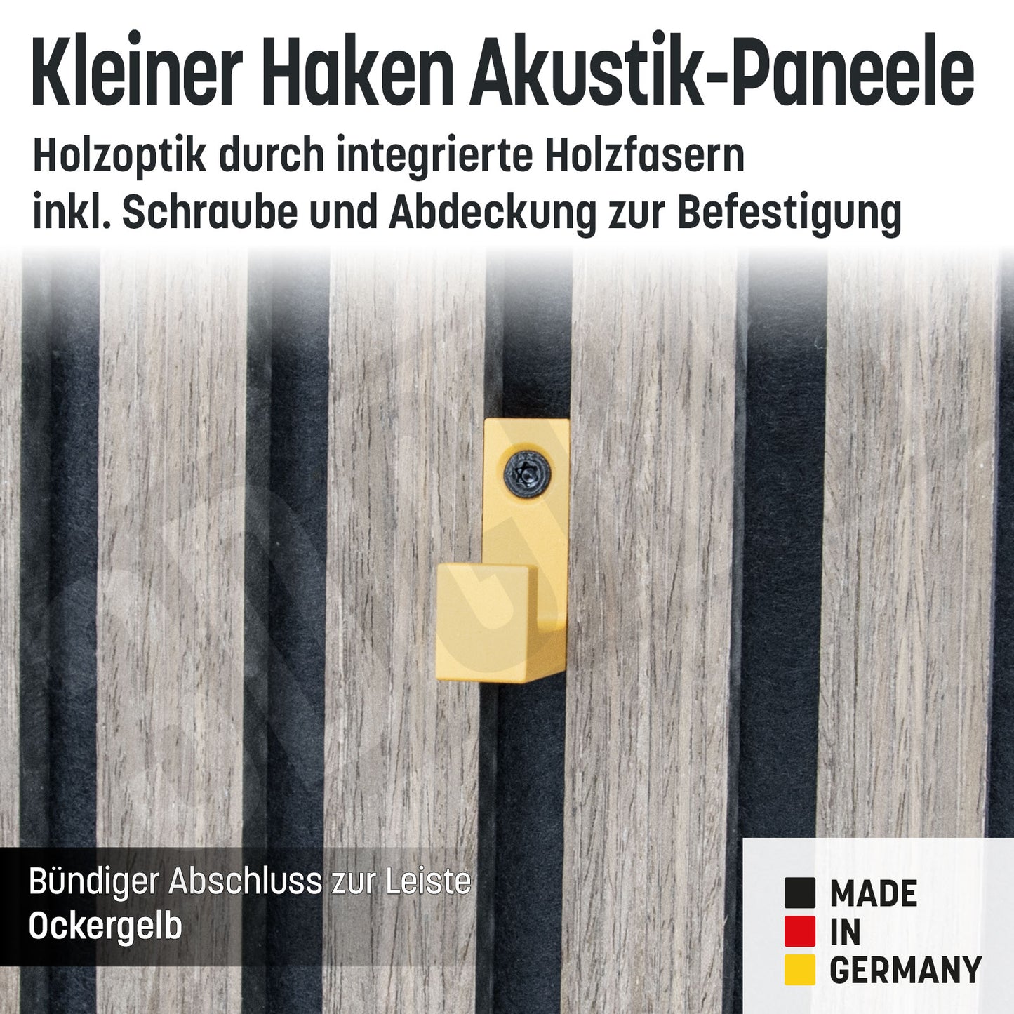 Kleiner Kleiderhaken Holzfaser Akustik Paneele Wandpaneele inkl. Schraube und Dübel