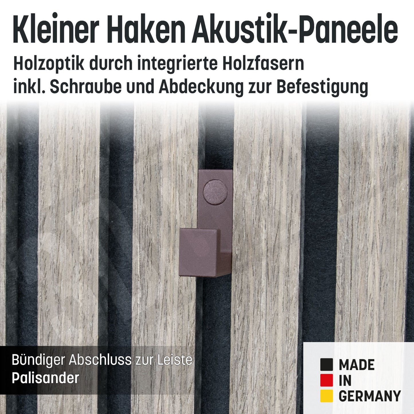 Kleiner Kleiderhaken Holzfaser Akustik Paneele Wandpaneele inkl. Schraube und Dübel