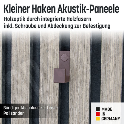 Kleiner Kleiderhaken Holzfaser Akustik Paneele Wandpaneele inkl. Schraube und Dübel