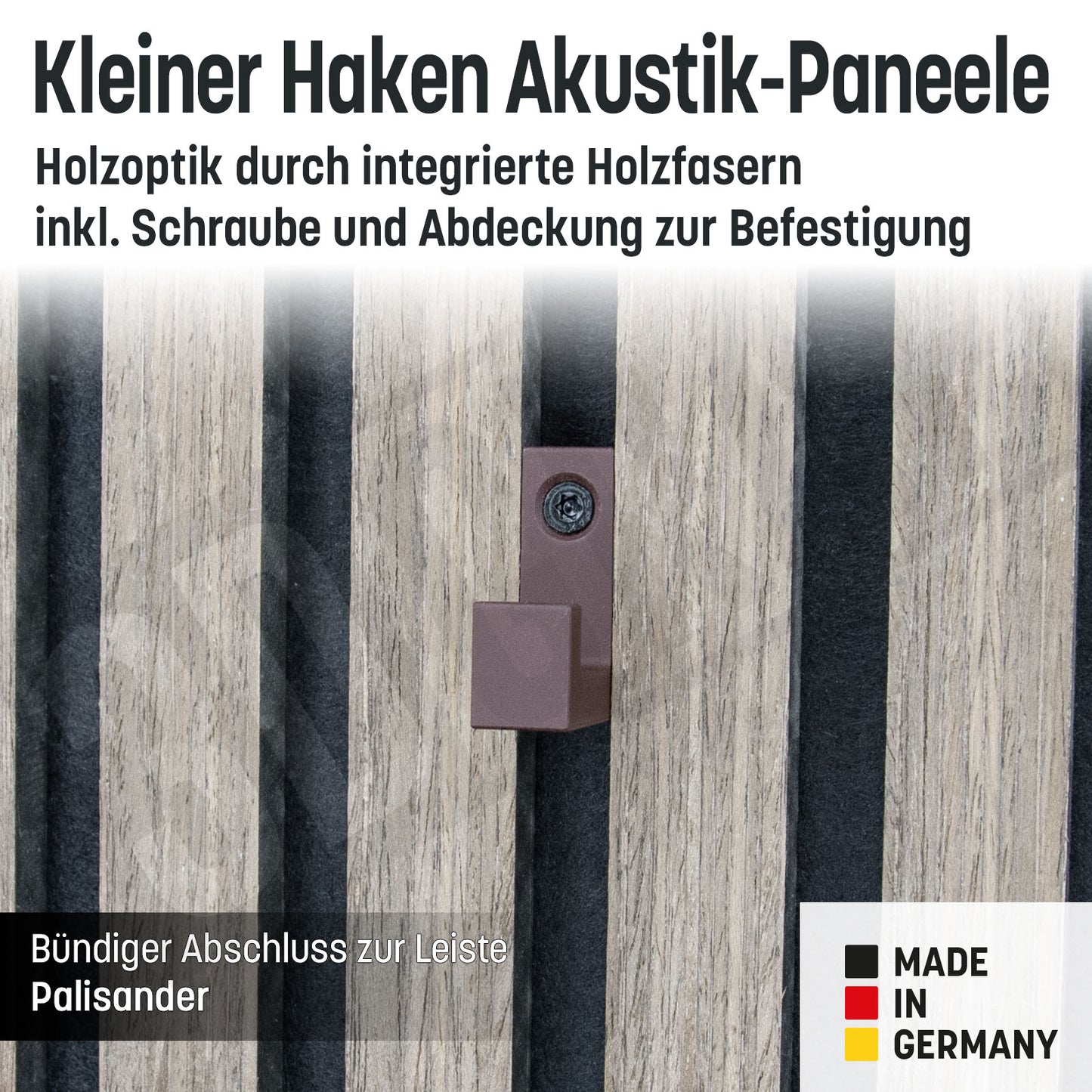 Kleiner Kleiderhaken Holzfaser Akustik Paneele Wandpaneele inkl. Schraube und Dübel