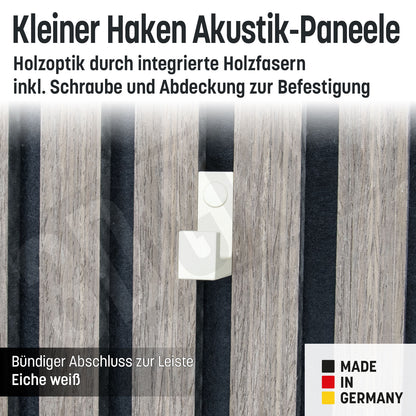 Kleiner Kleiderhaken Holzfaser Akustik Paneele Wandpaneele inkl. Schraube und Dübel