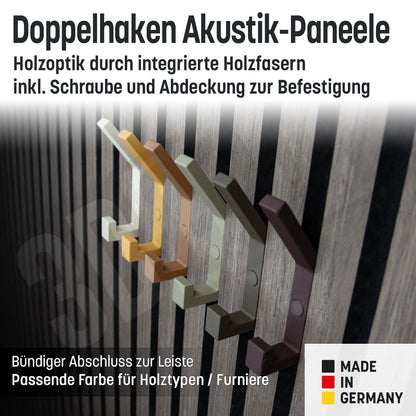 Kleiderhaken Holzfaser Akustik Paneele Wandpaneele inkl. Schraube und Dübel