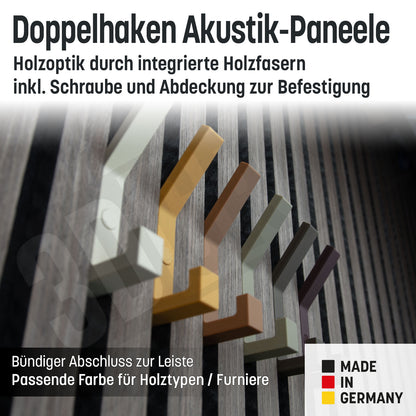 Kleiderhaken Holzfaser Akustik Paneele Wandpaneele inkl. Schraube und Dübel