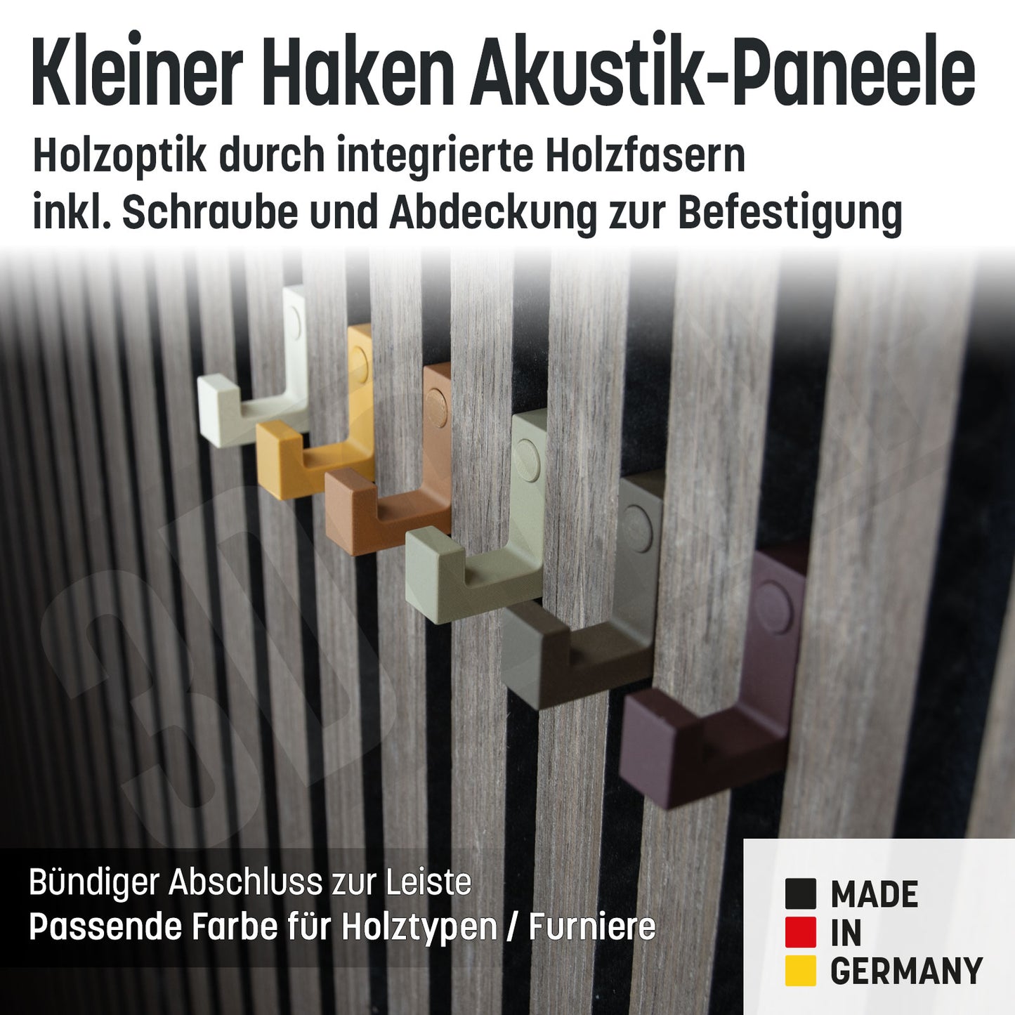Kleiner Kleiderhaken Holzfaser Akustik Paneele Wandpaneele inkl. Schraube und Dübel