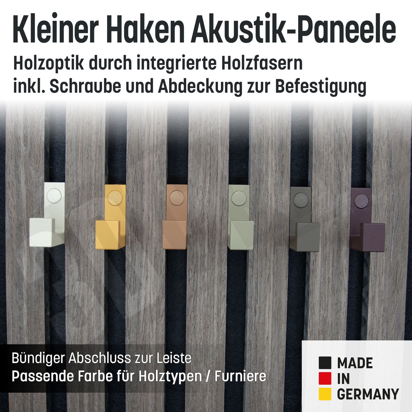 Kleiner Kleiderhaken Holzfaser Akustik Paneele Wandpaneele inkl. Schraube und Dübel