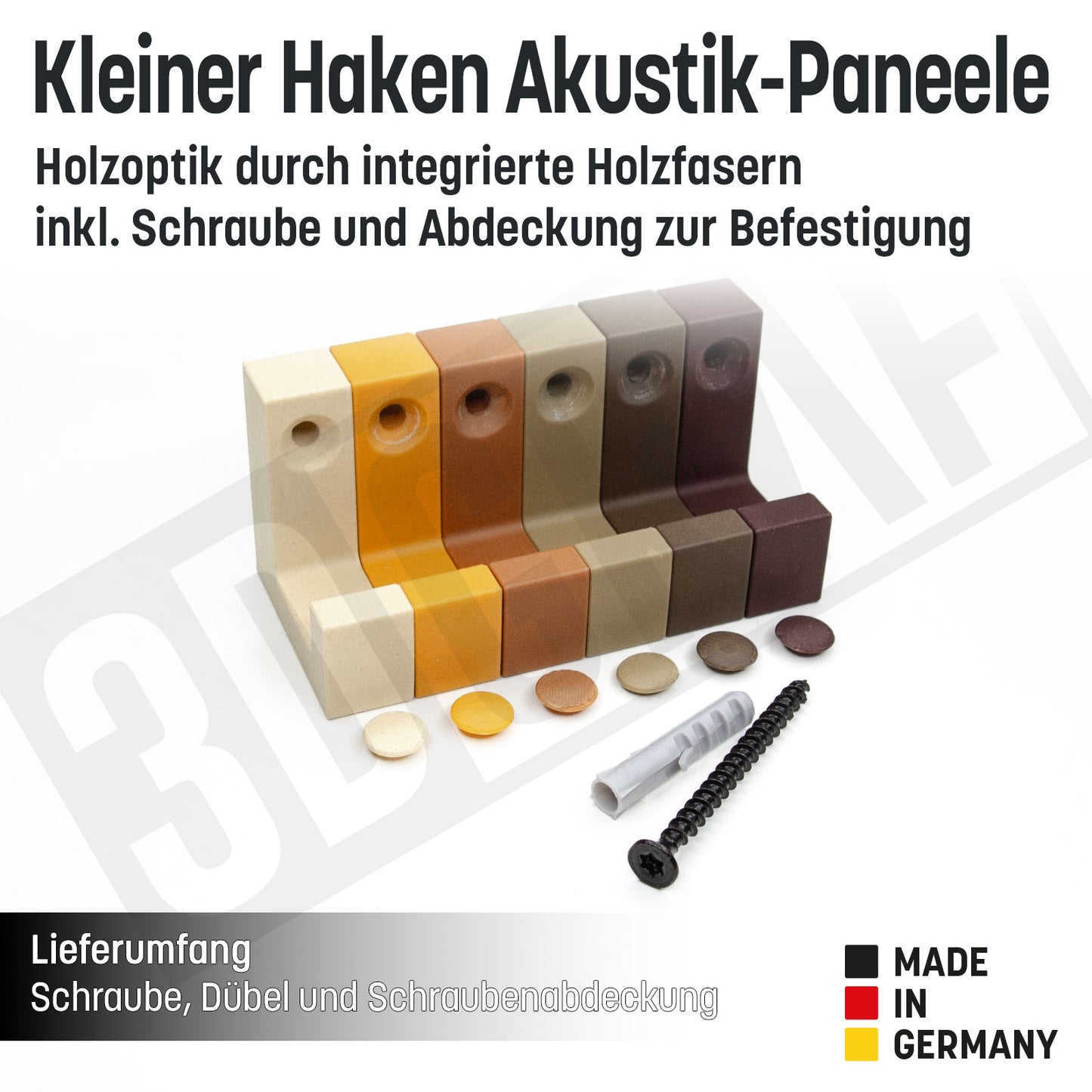 Kleiner Kleiderhaken Holzfaser Akustik Paneele Wandpaneele inkl. Schraube und Dübel