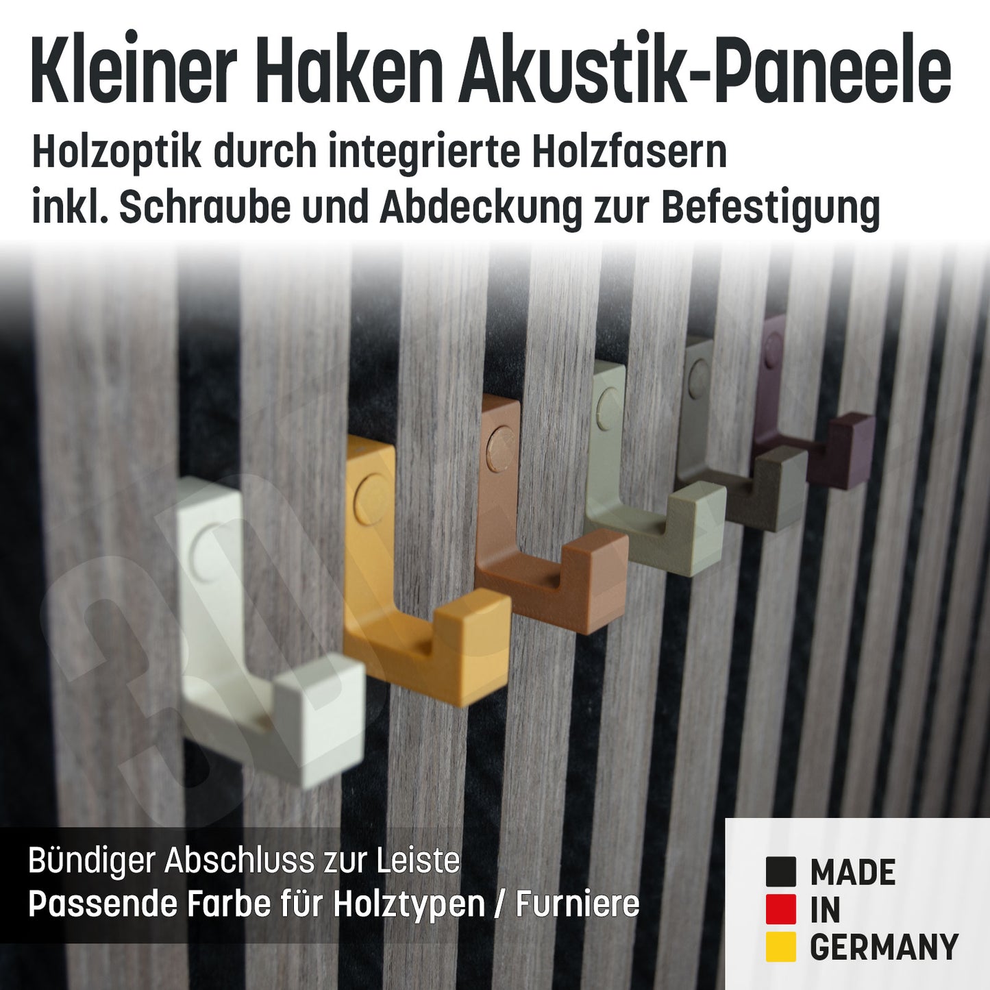 Kleiner Kleiderhaken Holzfaser Akustik Paneele Wandpaneele inkl. Schraube und Dübel