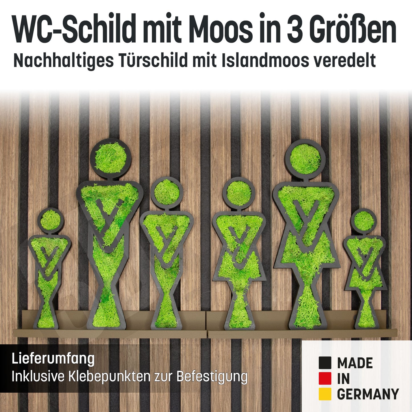 WC-Schild mit Moos Türschild 16-25cm