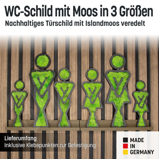 WC-Schild mit Moos Türschild 16-25cm