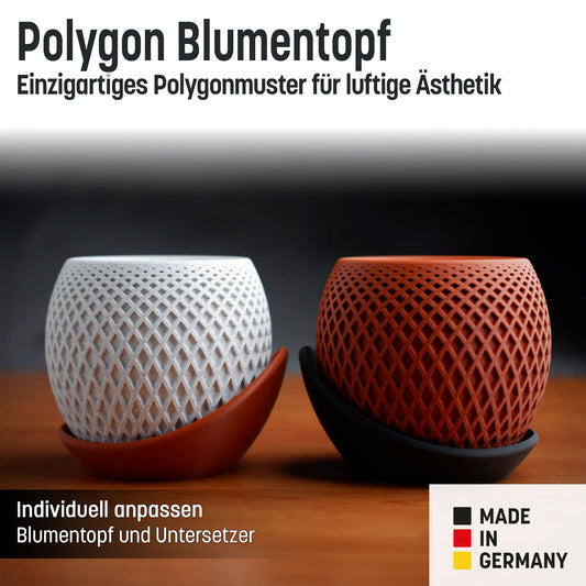 Blumentopf „Polygon” mit umlaufender Platte