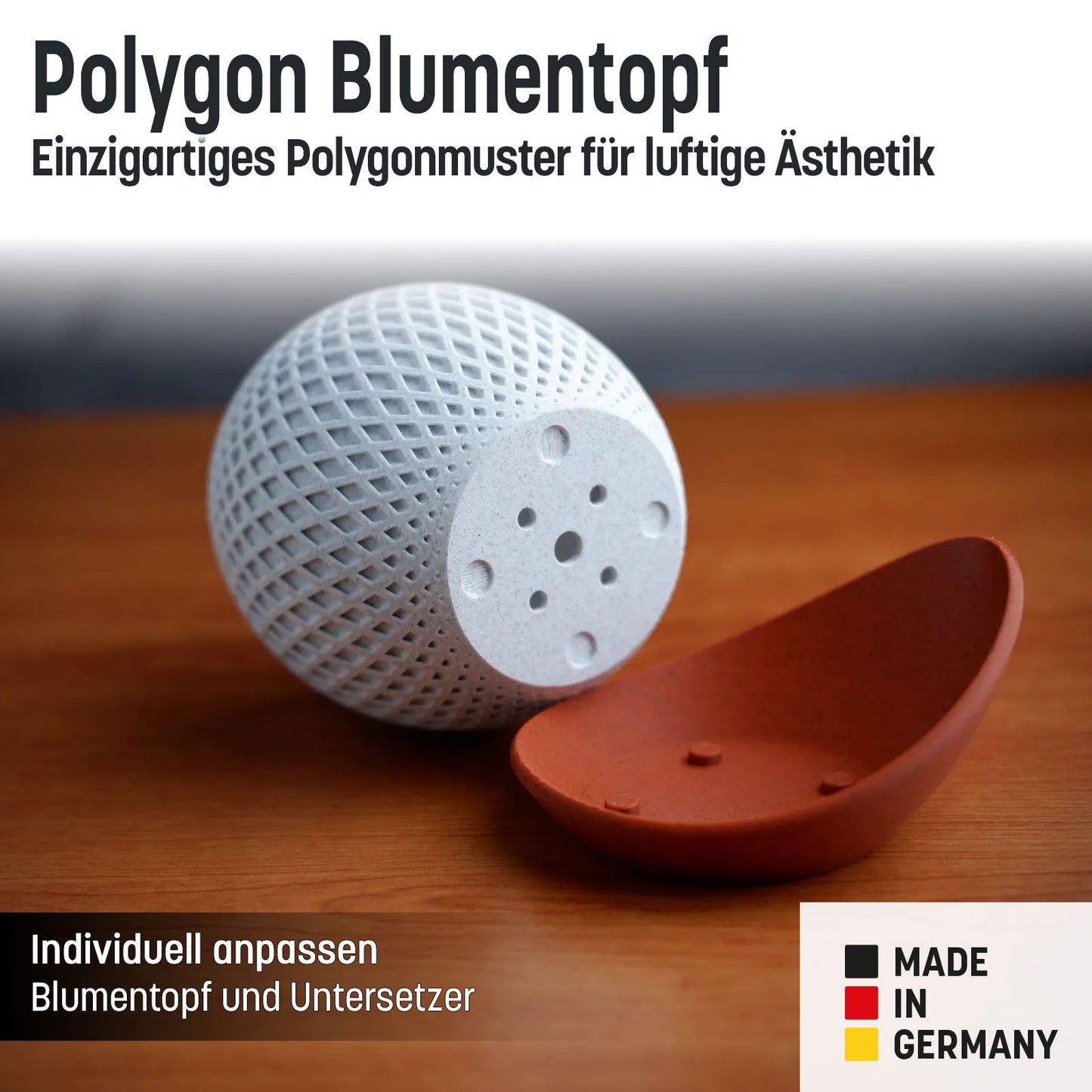Blumentopf „Polygon” mit umlaufender Platte
