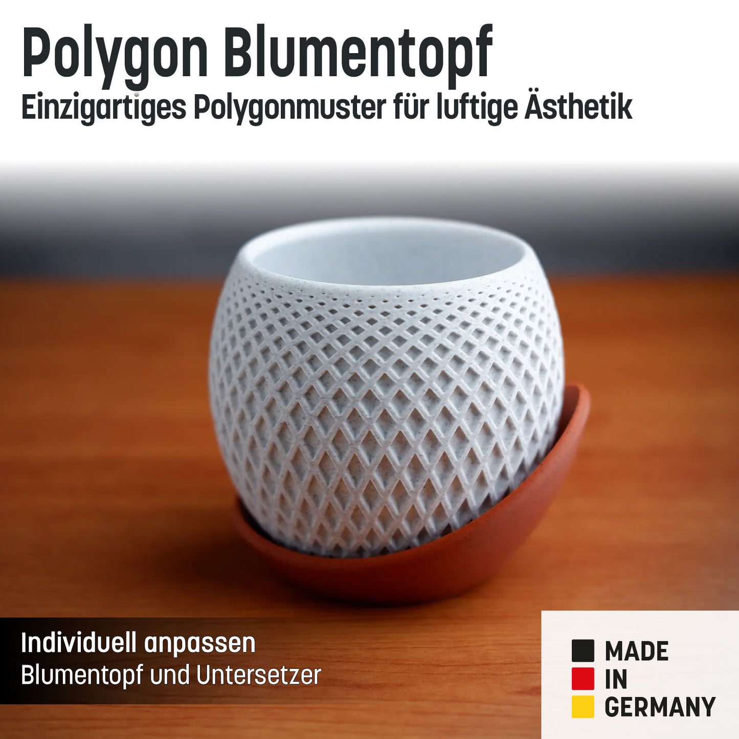 Blumentopf „Polygon” mit umlaufender Platte