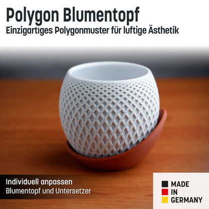 Blumentopf „Polygon” mit umlaufender Platte