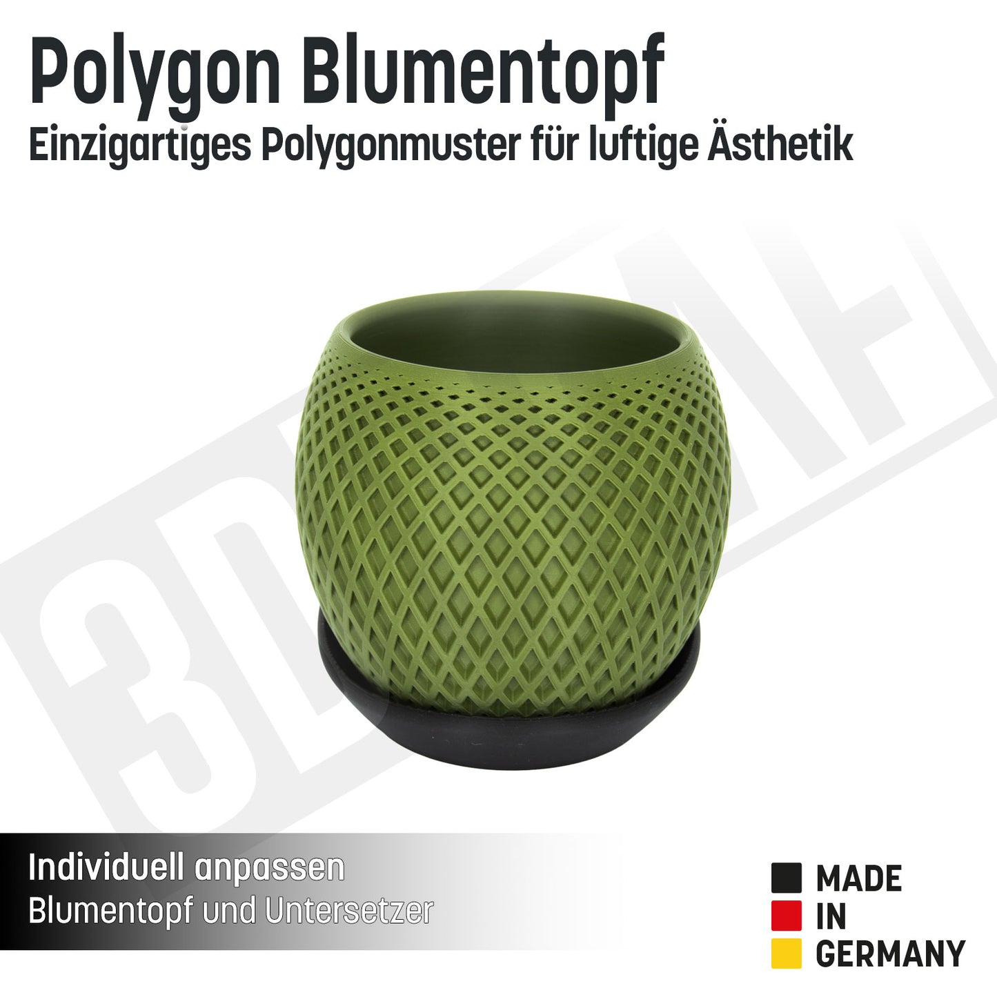 Blumentopf „Polygon” mit umlaufender Platte