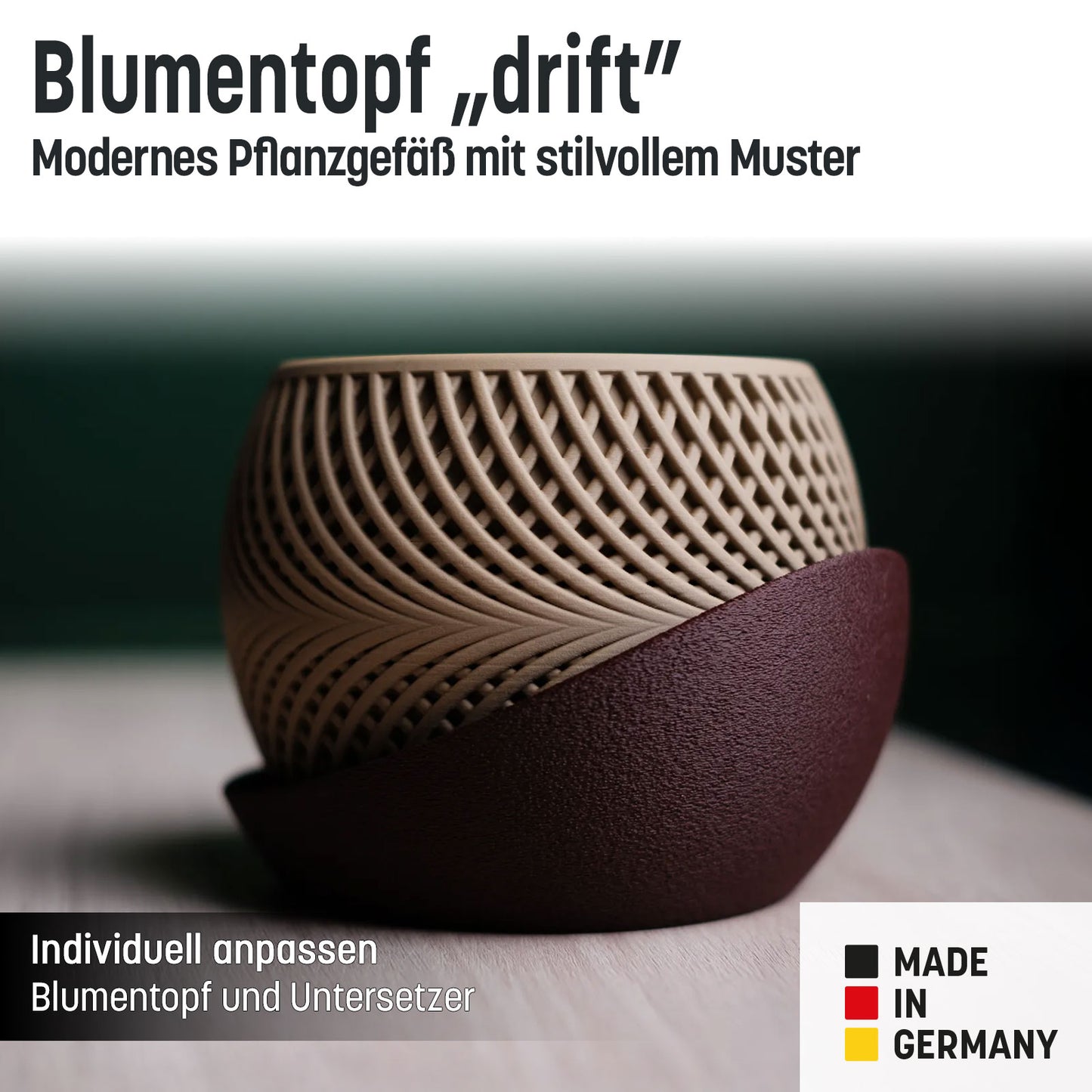 Blumentopf „drift” mit umlaufender Platte