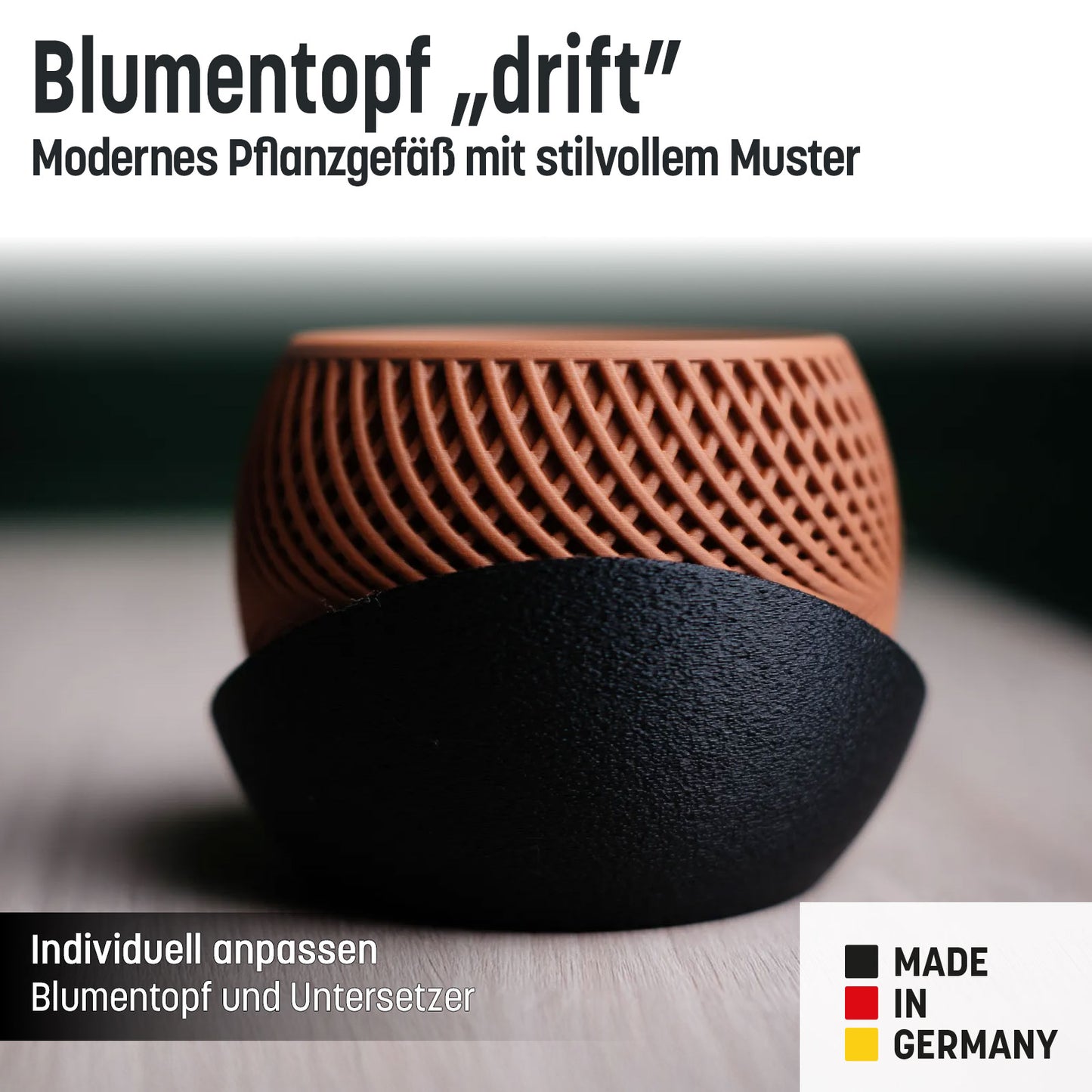 Blumentopf „drift” mit umlaufender Platte