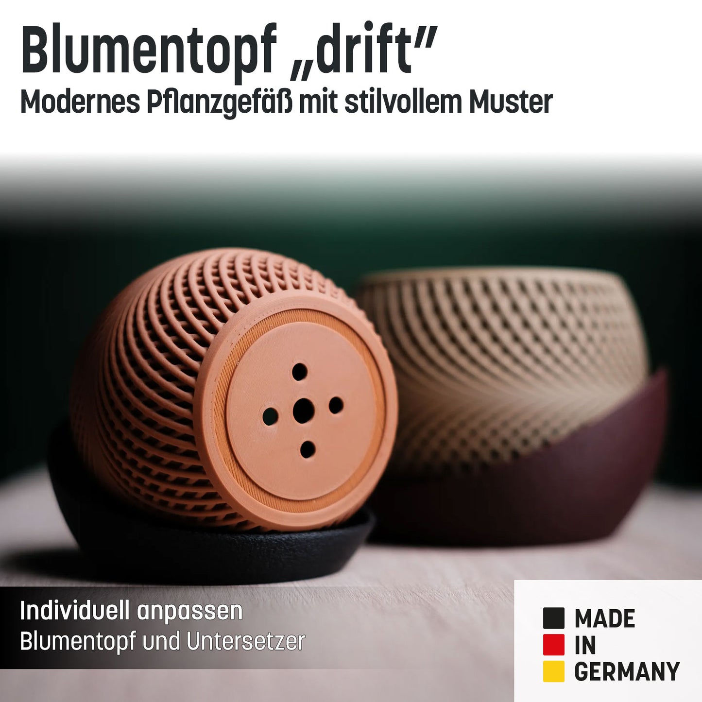 Blumentopf „drift” mit umlaufender Platte