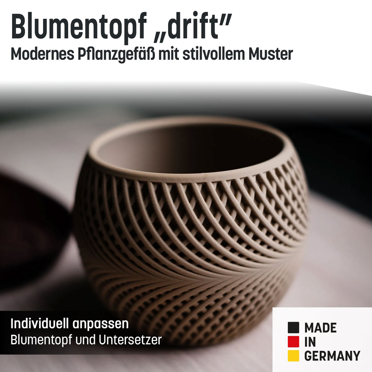 Blumentopf „drift” mit umlaufender Platte