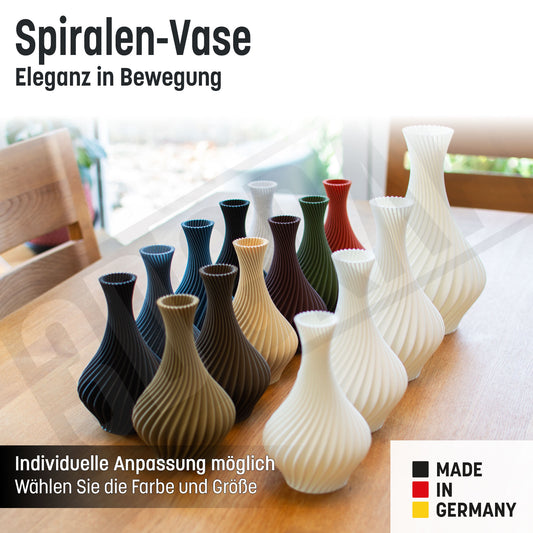 Dekovase für Trockenblumen als Tischdeko, „Spiralen-Vase” - Eleganz in Bewegung