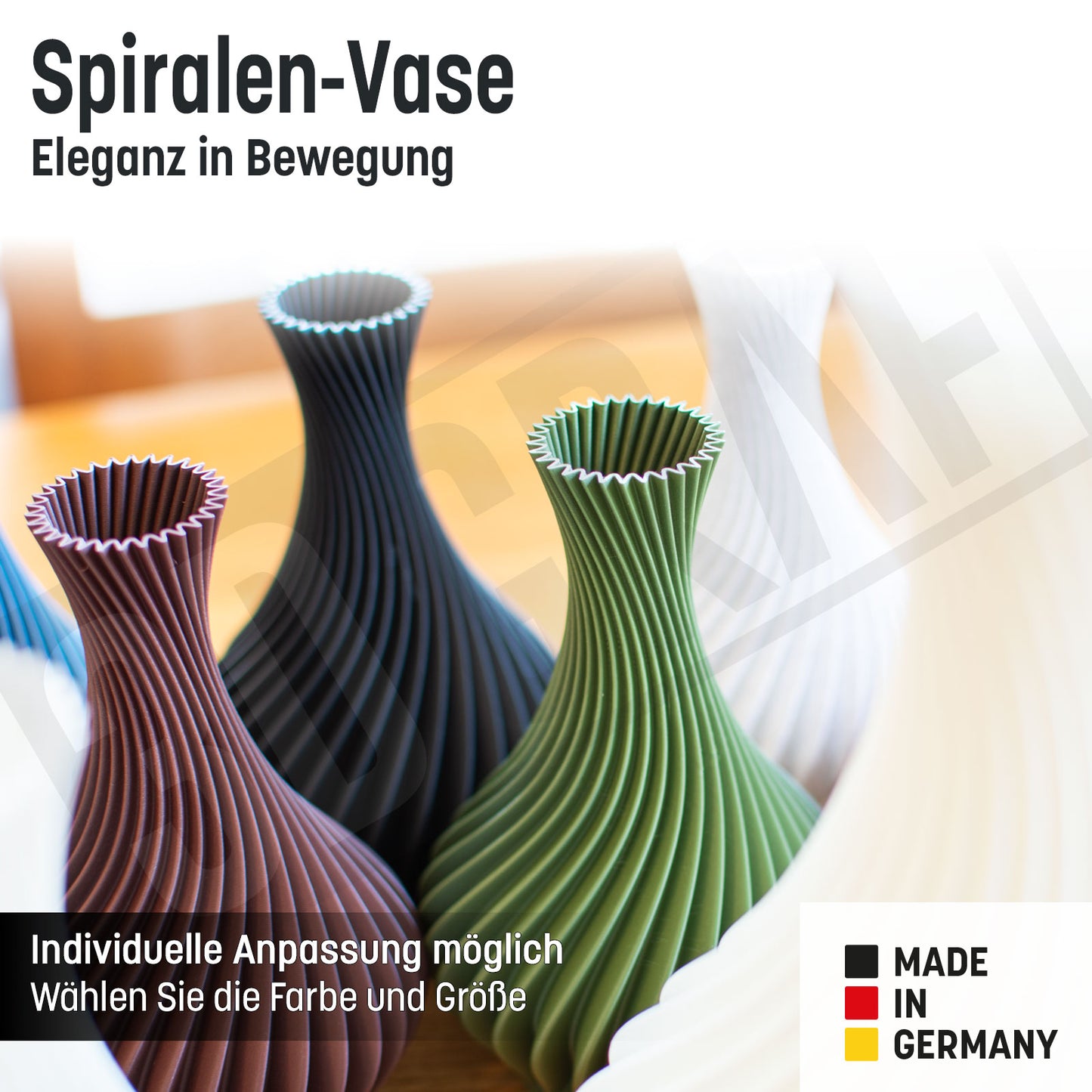 Dekovase für Trockenblumen als Tischdeko, „Spiralen-Vase” - Eleganz in Bewegung