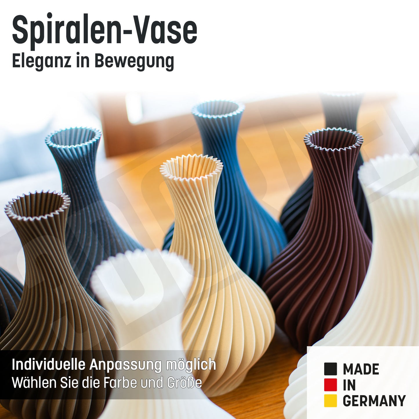 Dekovase für Trockenblumen als Tischdeko, „Spiralen-Vase” - Eleganz in Bewegung
