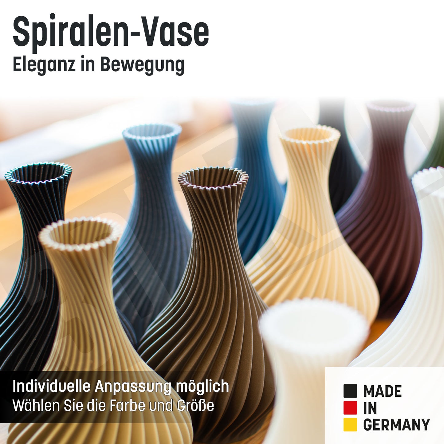 Dekovase für Trockenblumen als Tischdeko, „Spiralen-Vase” - Eleganz in Bewegung