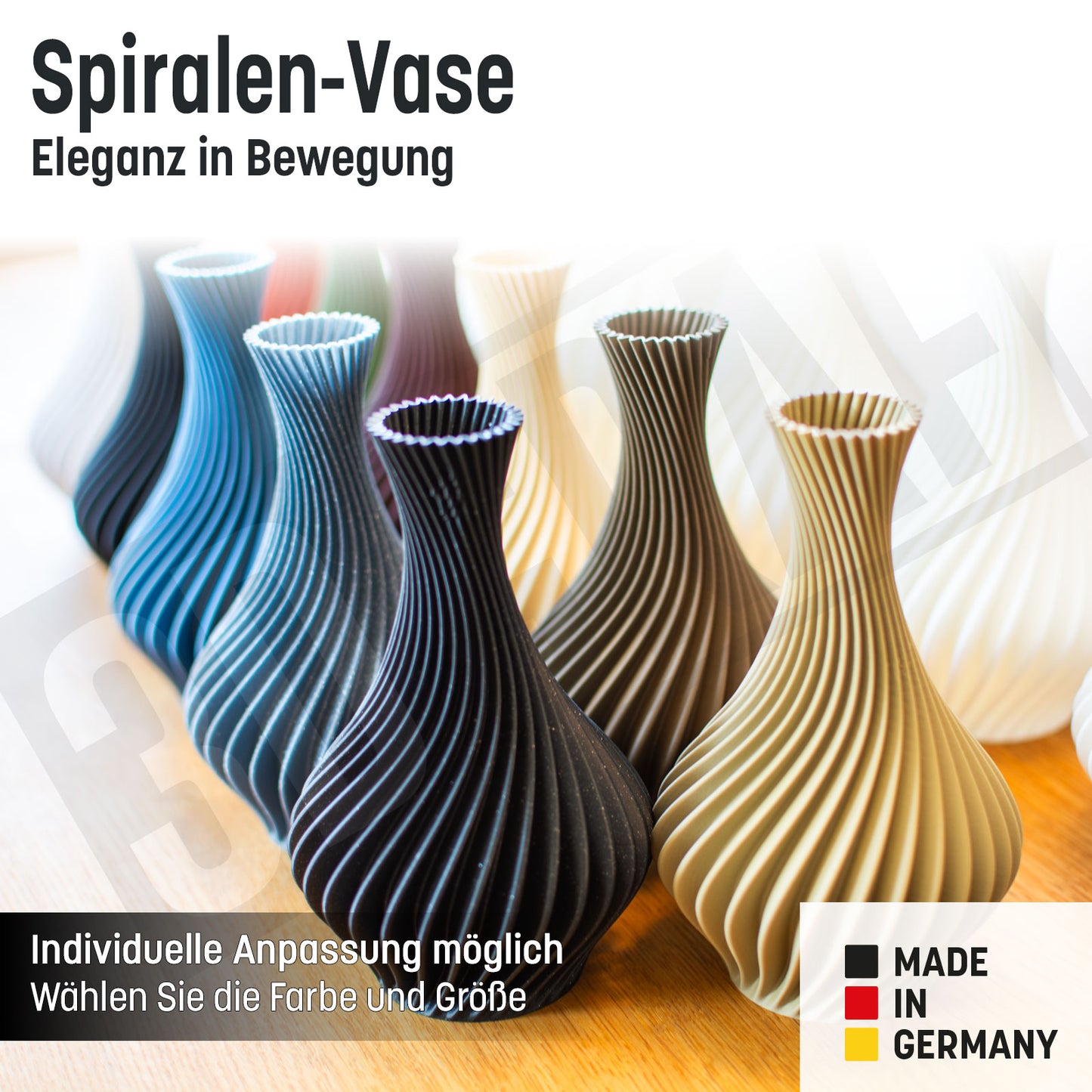 Dekovase für Trockenblumen als Tischdeko, „Spiralen-Vase” - Eleganz in Bewegung