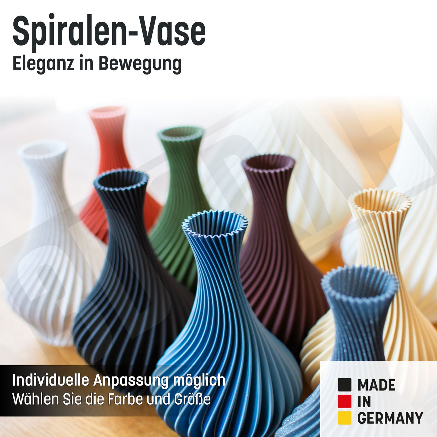 Dekovase für Trockenblumen als Tischdeko, „Spiralen-Vase” - Eleganz in Bewegung