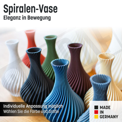 Dekovase für Trockenblumen als Tischdeko, „Spiralen-Vase” - Eleganz in Bewegung