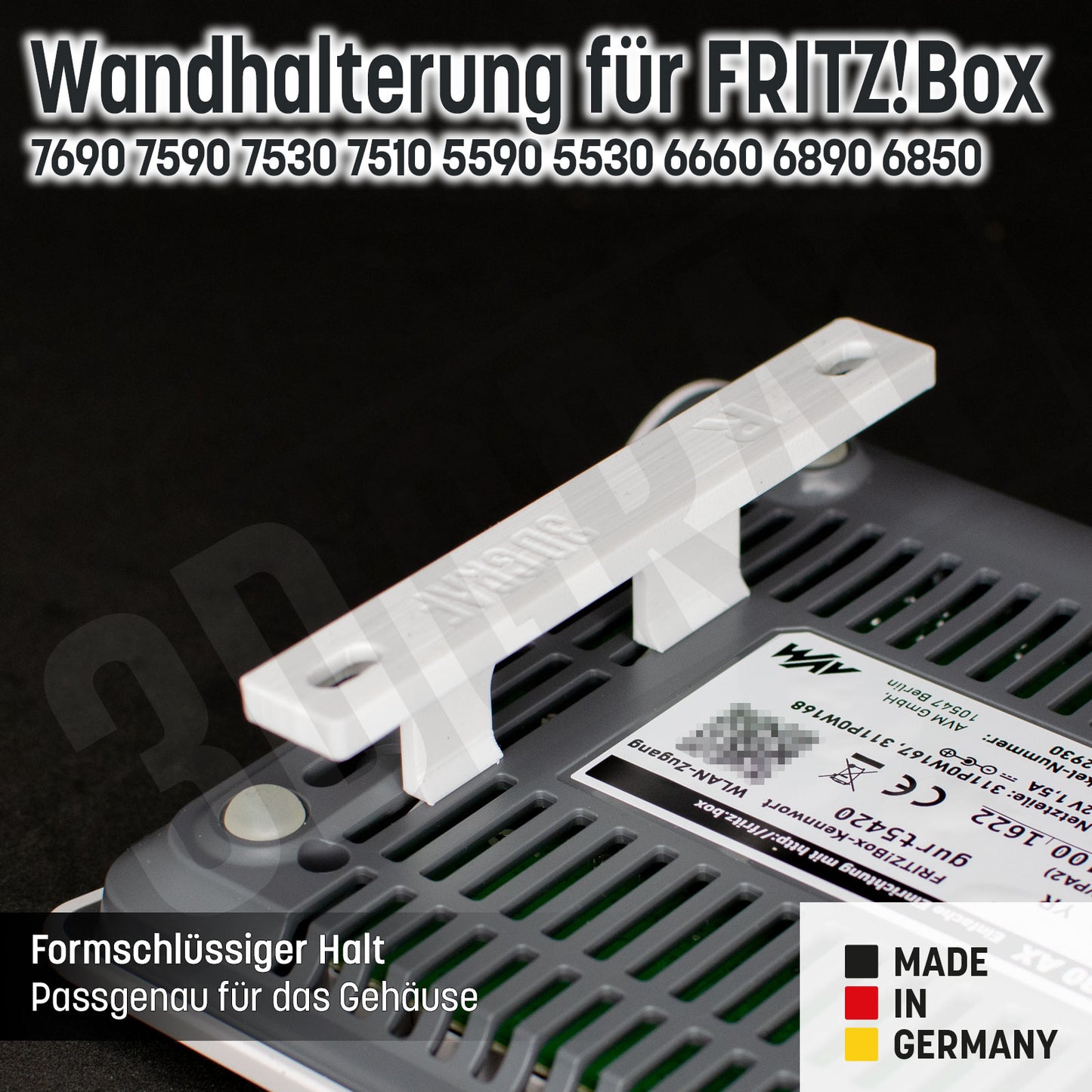 Fritz!Box Wandhalterung 7690, 7590, 7530, 7510, 5590, 5530, 6660, 6890 und 6850