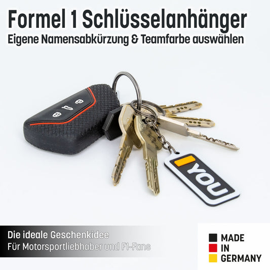 🔤 Deine Initialen. Deine Farbe.
🏁 Im Stil der Formel 1.